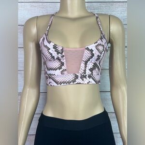 Pretty Little Thing PINK SNAKE PRINT CROP TOP SIZE 2